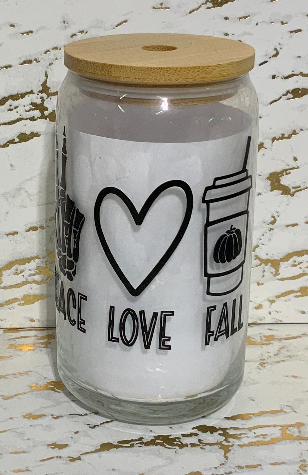 Peace Love Fall Glass Tumbler