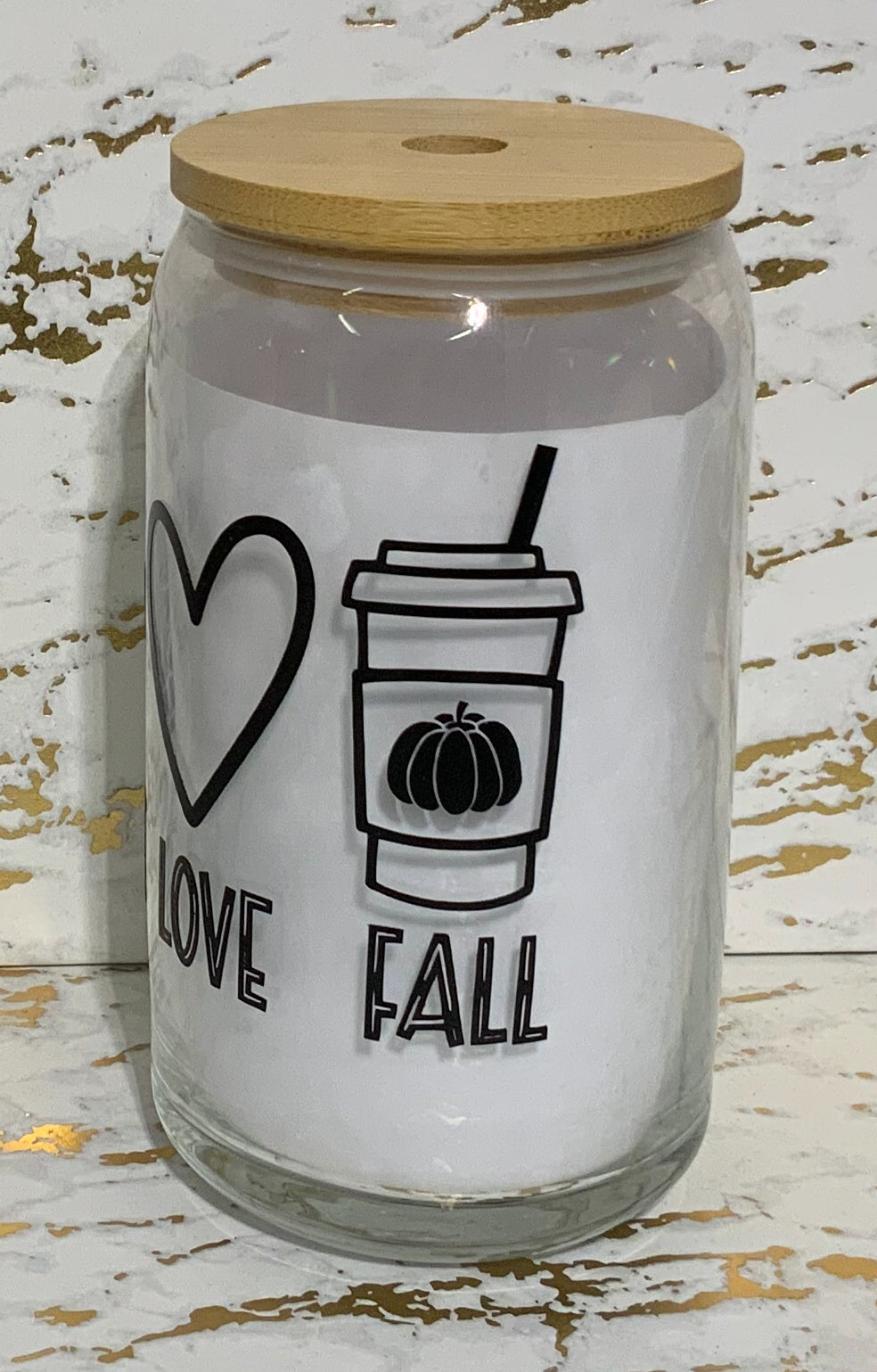 Peace Love Fall Glass Tumbler