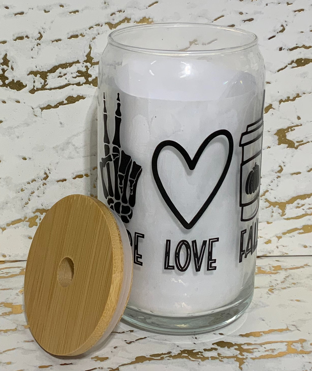 Peace Love Fall Glass Tumbler