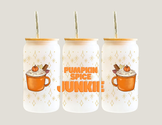 🎃 Pumpkin Spice Junkie Glass Cup 🎃