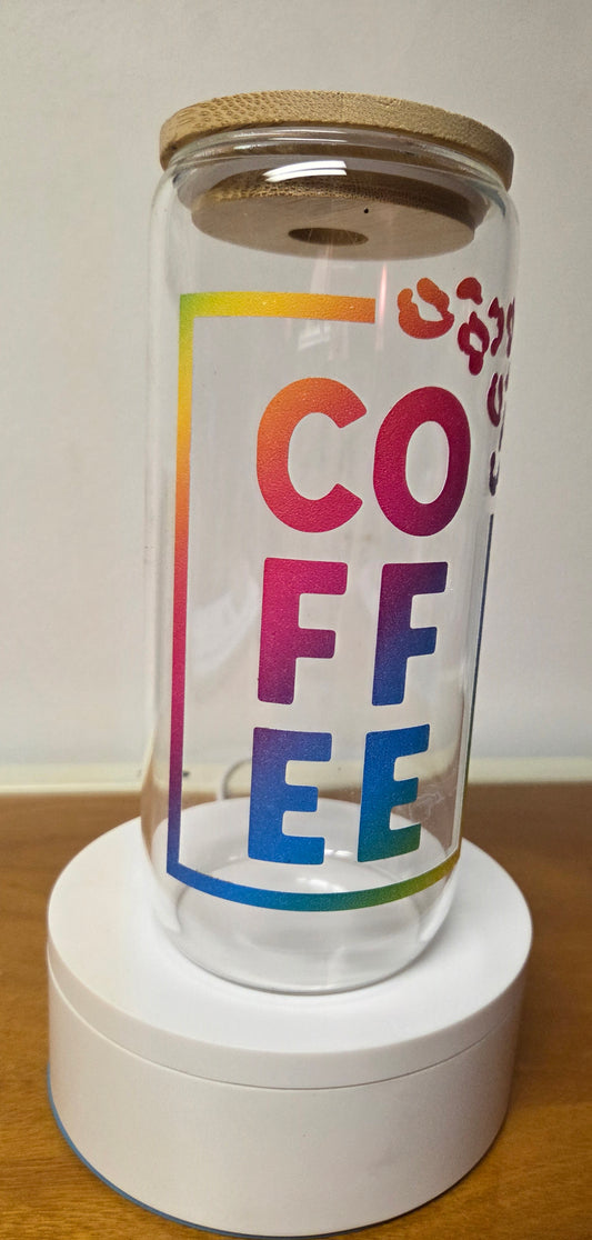 Clear Glass Leopard Print “COFFEE” Tumbler ☕🐆