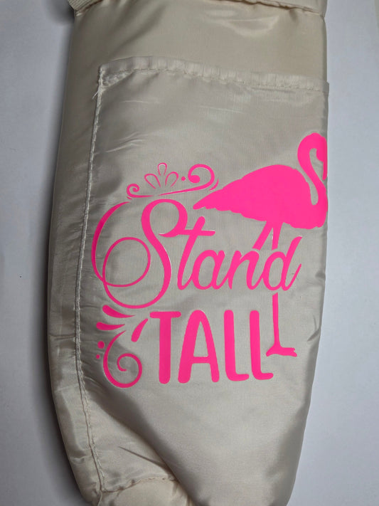 🦩 Beige “Stand Tall” Flamingo Water Bottle Holder