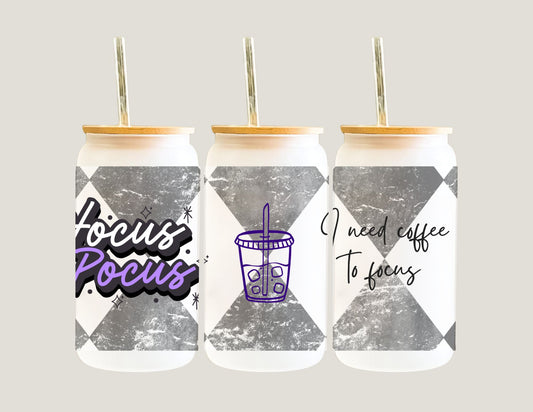 ✨ Hocus Pocus I Need Coffee to Focus Glass Cup ✨