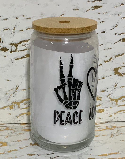 Peace Love Fall Glass Tumbler