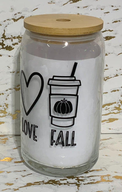 Peace Love Fall Glass Tumbler