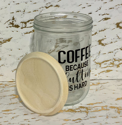 Clear Glass Coffee Jar