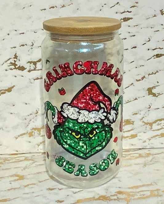 Merry Grinchmas Glass Tumbler