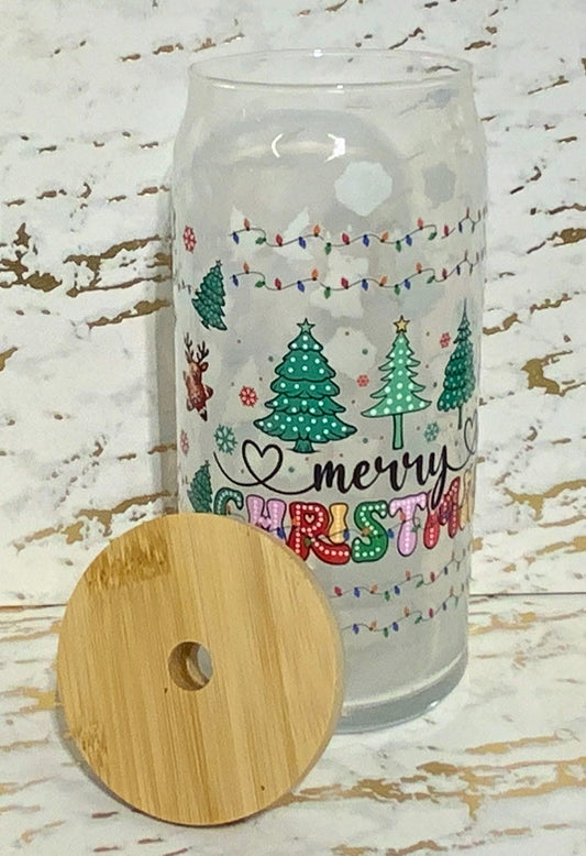 A Merry Christmas Glass Tumbler