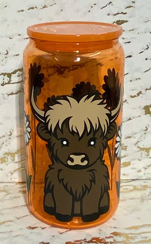 Cow in daisy field tumbler