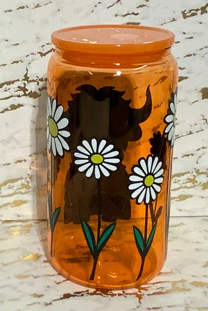 Cow in daisy field tumbler