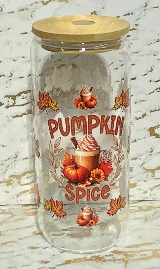 Pumpkin Spice Glass Tumbler