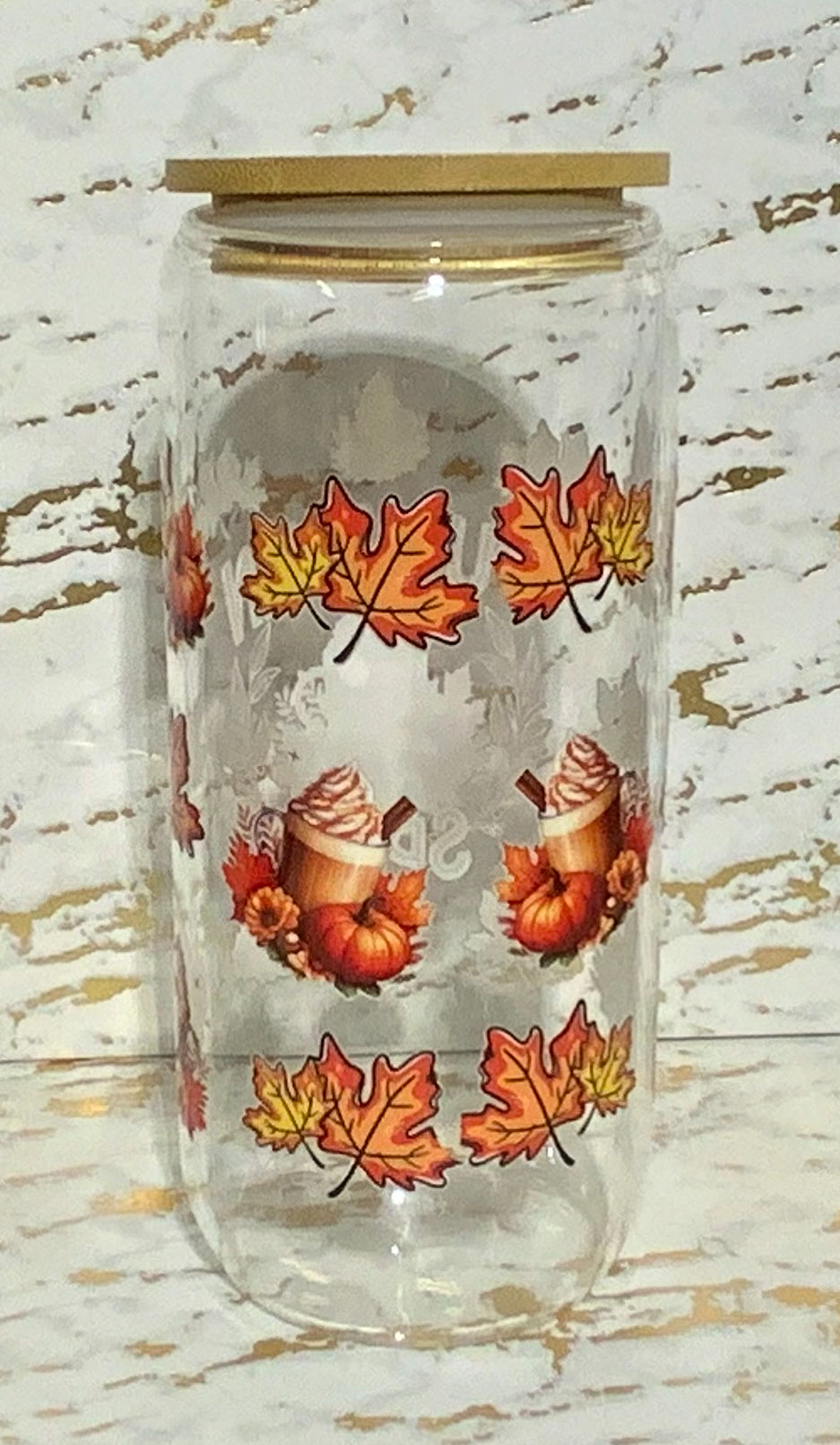 Pumpkin Spice Glass Tumbler
