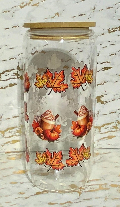 Pumpkin Spice Glass Tumbler