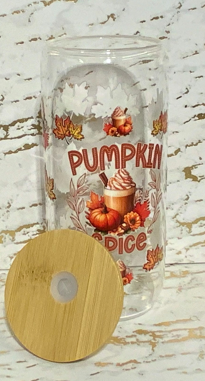 Pumpkin Spice Glass Tumbler