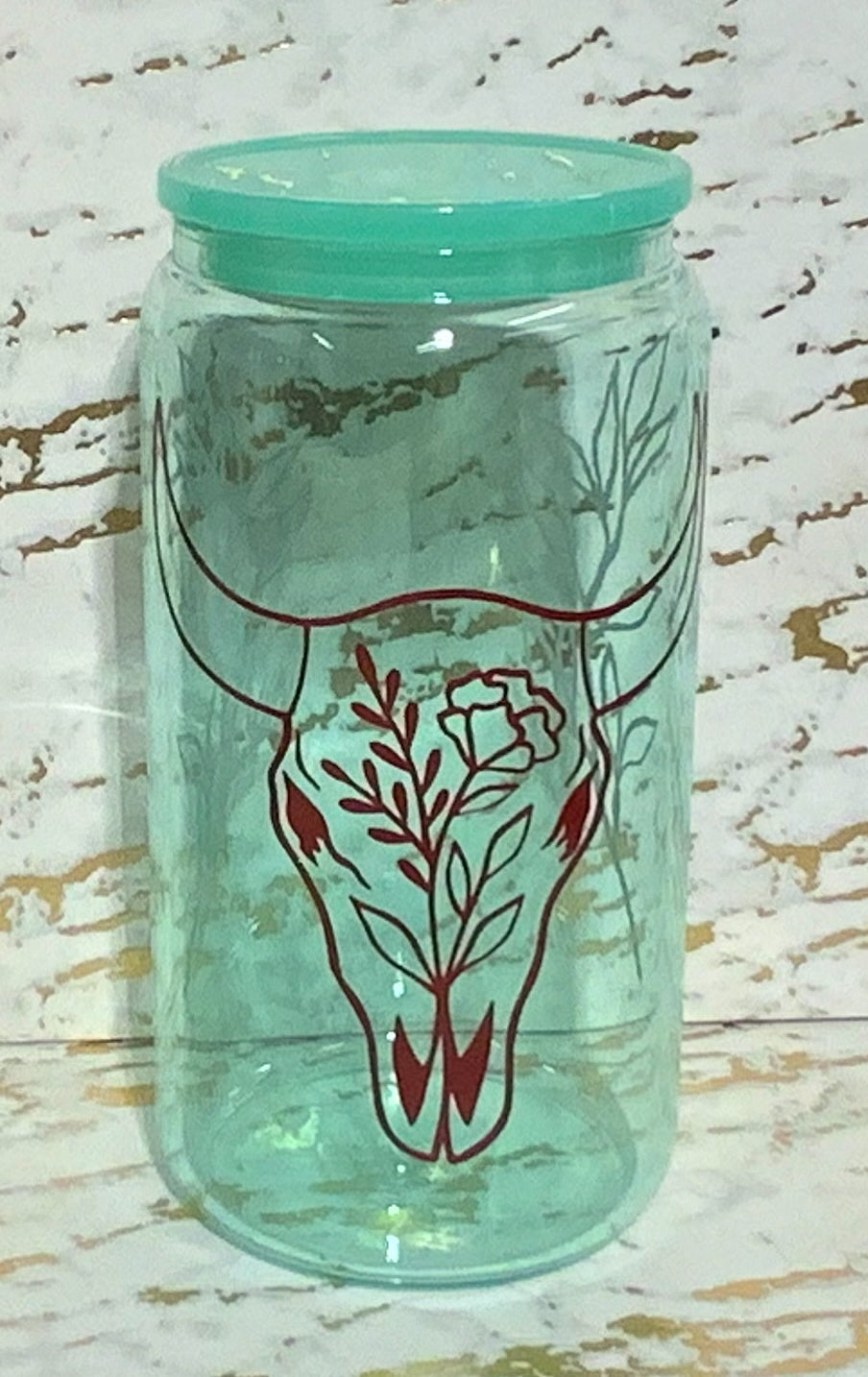 Elegant cow skull with flower