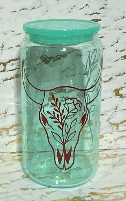 Elegant cow skull with flower